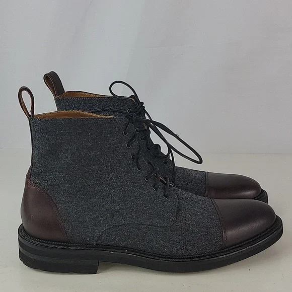 TAFT The Jack Cap Toe Boot In Grey/Oxblood Wool/Leather Men's - Picture 2 of 16